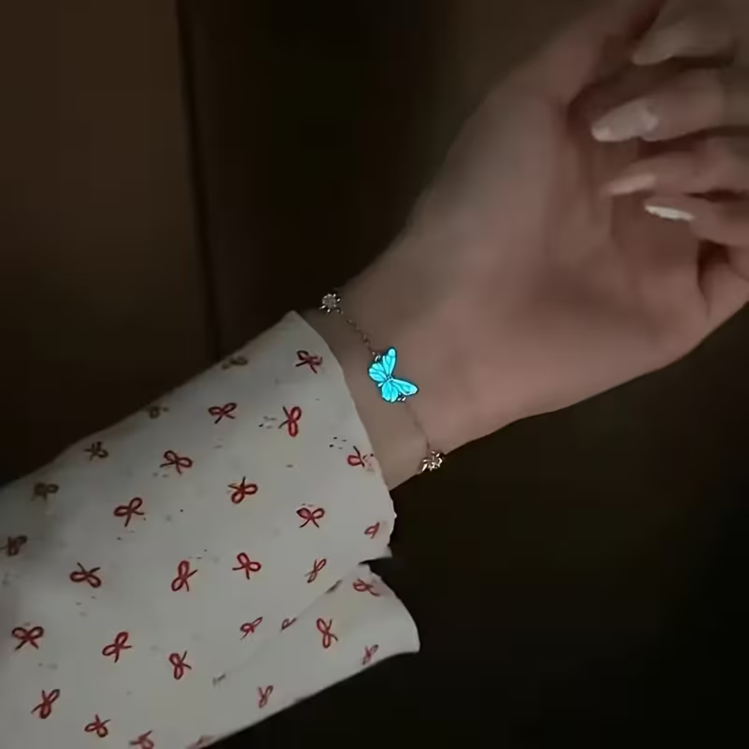 🦋 Boyunbağı və qolbaq - Kəpənək formasında, fosforlu, qaranlıqda parıldayan