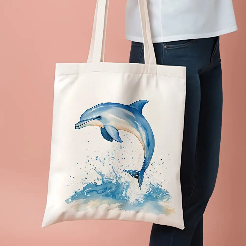 Delfin Dizaynlı Kətan Çanta